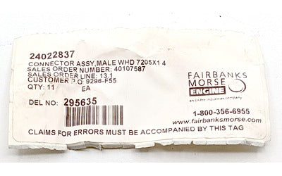 Alco Fairbanks Morse Coltec Engine 24022837 Adapter Connector Assembly, Straight Pipe To Tube, Male WHD