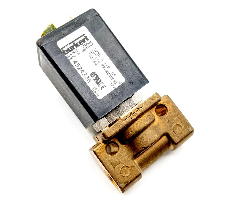 Burkert 0255 A 1/8″ EF Brass NPT 1/4 120 VAC Direct‑Acting Solenoid Valve