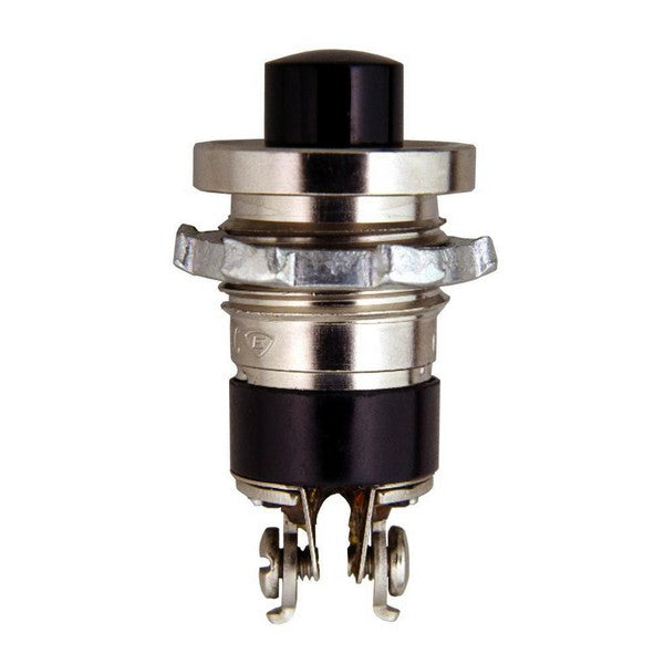 Edwards 821 Round Push Button, High Voltage, Black, 7/8", 15A 24V AC, 5A 250V AC