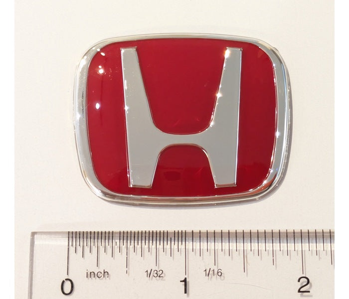 Honda Steering Wheel Emblem Badge, Red/Chrome, New