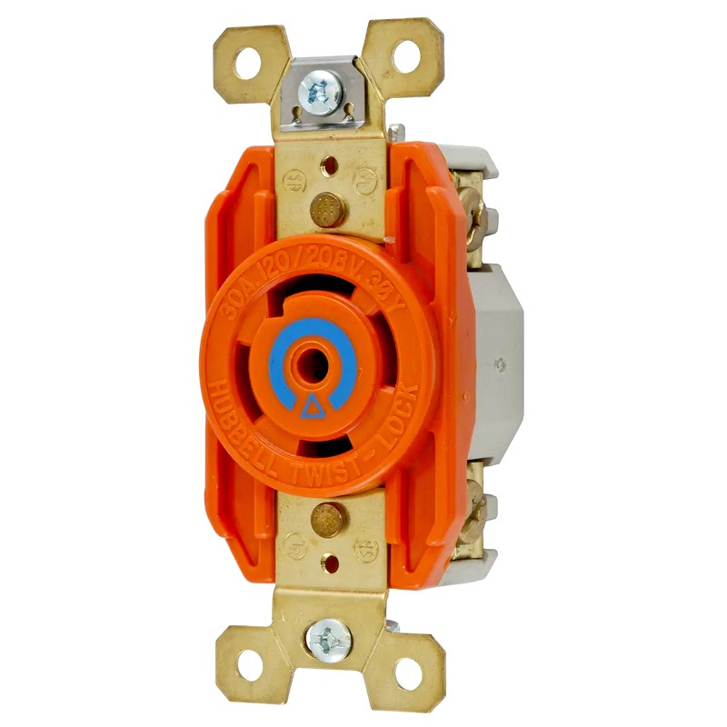Hubbell IG2810 New 30A 3-Phase Wye 120/208V L21-230R Twist-Lock® Orange Receptacle