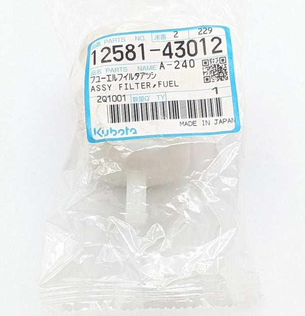 Kubota 12581-43012 New Genuine Original Fuel Filter Assembly