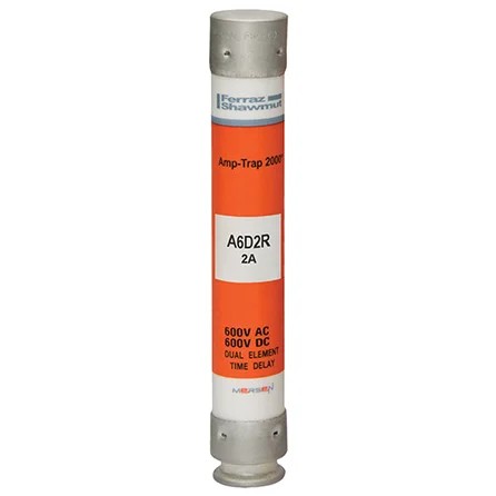 Mersen A6D2R Fuse, 2A, Class RK1, Time-Delay 600VAC 600VDC, Ferrule, Amp-Trap 2000®