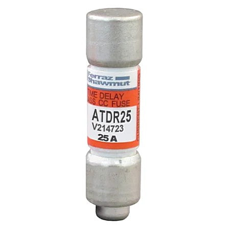Mersen ATDR25 Fuse, 25A, Class CC, Time-Delay, 600VAC 300VDC, Ferrule, Amp-Trap 2000®