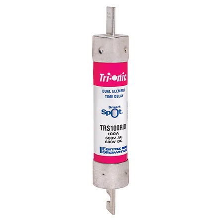 Mersen TRS100R ID Indicator Fuse, 100A, Class RK5, Time-Delay, 600VAC 600VDC, Blade, SmartSpot® Tri-Onic®
