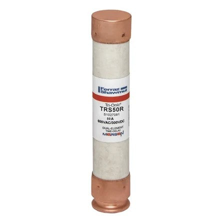 Mersen TRS50R Fuse, 50A, Class RK5, Time-Delay, 600VAC 300VDC, Ferrule Tri-Onic®