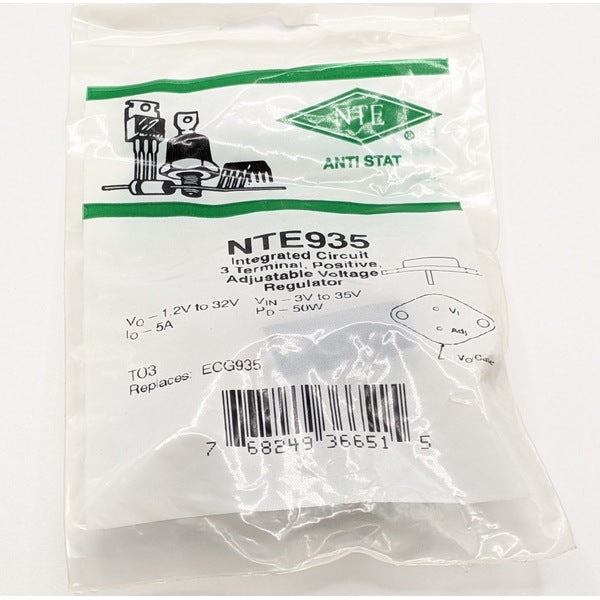 NTE Electronics NTE935 Genuine Original OEM Integrated Circuit 3-Terminal Adjustable Positive Voltage Regulator