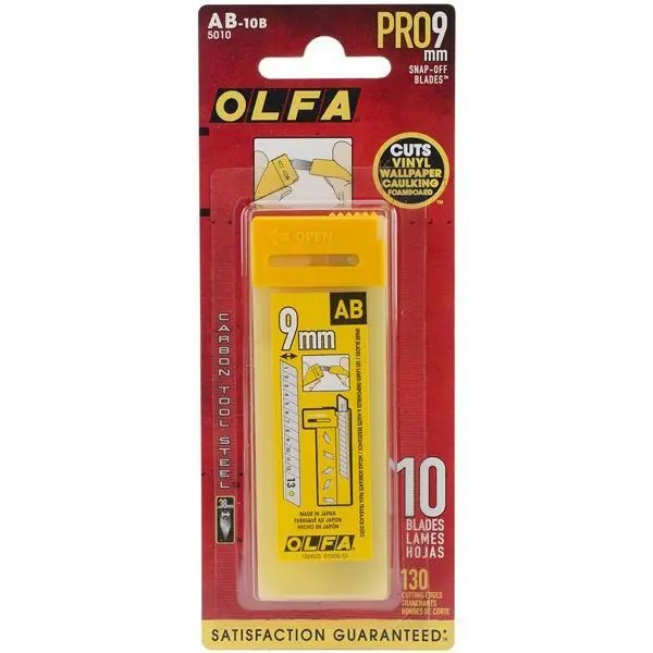 OLFA Pro 9 Blades, 50 Blades For 9mm Utility Knives (5 x 10-Packs) (AB-10B, 5010)