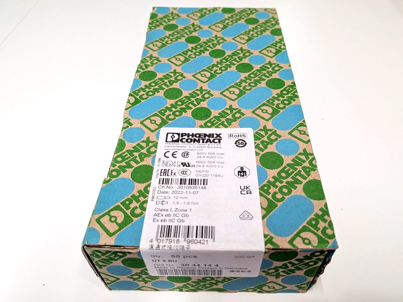 Phoenix Contact 3044144, 50-Pack, New Genuine Original UT 6 BU Feed-through Terminal Block