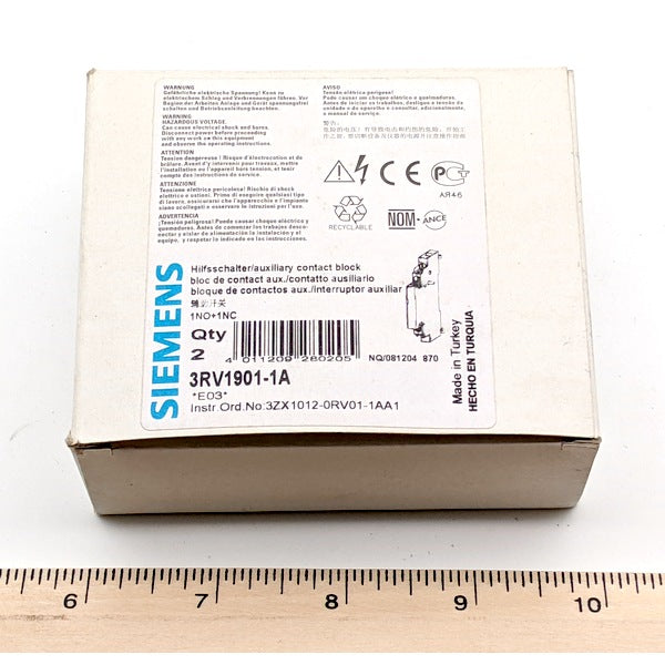 Siemens 3RV1901-1A, 2-Pack, New Genuine Original Auxiliary Contact Block