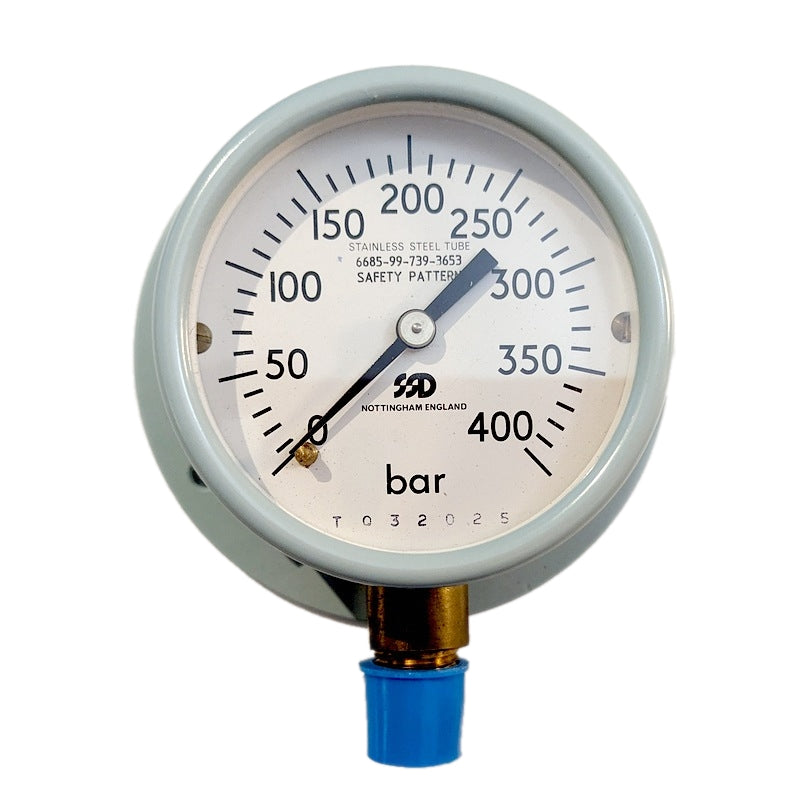 SSD 6685-99-739-3653 Pressure Gauge, 0-400 bar, Stainless Steel Tube (6685997393653)