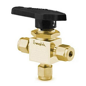 Swagelok B-42XS4 New Genuine Original Brass 1-Piece 40 Series 3-Way Ball Valve (B42XS4)