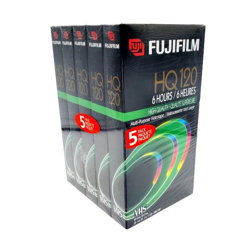 Fujifilm HQ120 6 Hour Blank VHS Tape, 5-Pack, New (HQ T-120)