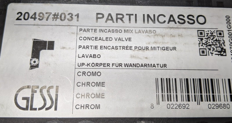 Gessi 20497 031 New Genuine Original Parti Incasso Concealed Mixing Valve Chrome