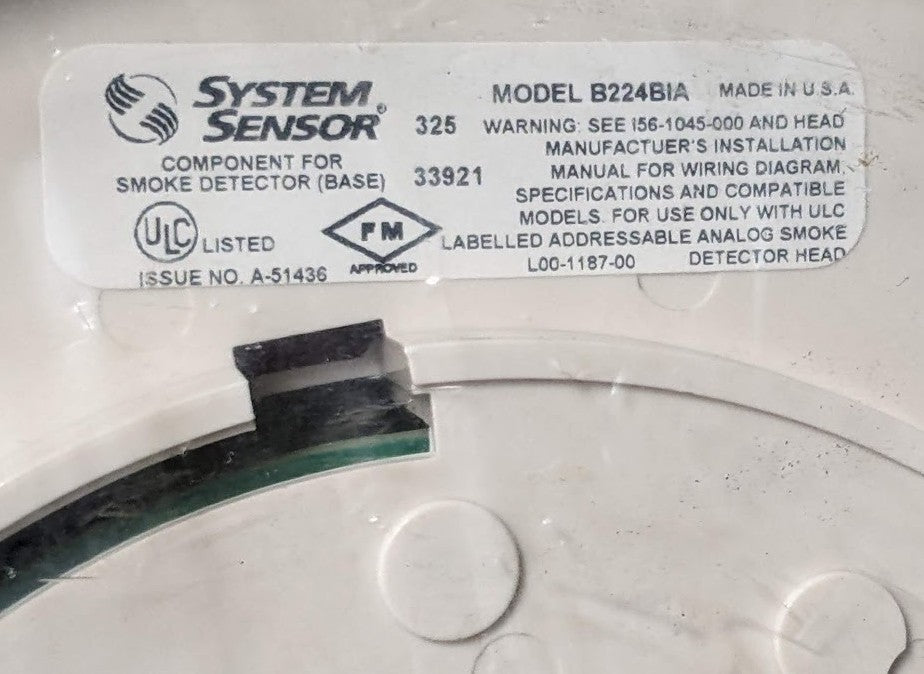 System Sensor B224BIA New Genuine Original Standard Isolator Base for Addressable Detectors