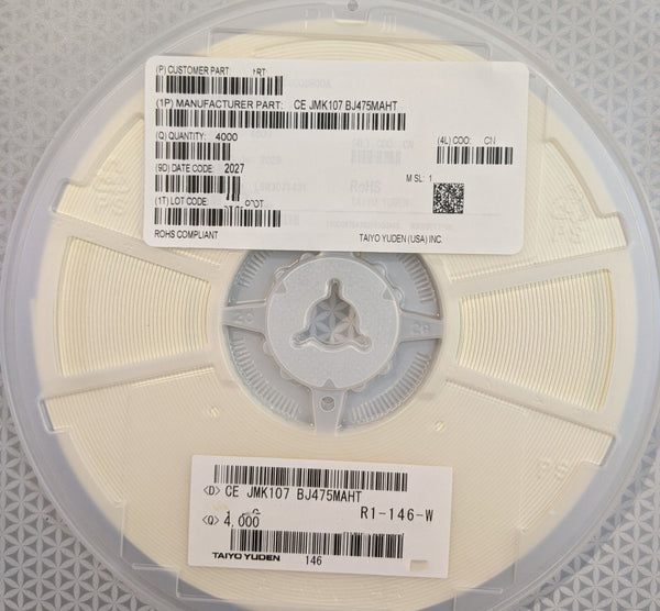 Taiyo Yuden JMK107 BJ475MAHT Ceramic Capacitor 4.7 µF 6.3V X5R 0603, Reel of 4000 pcs.