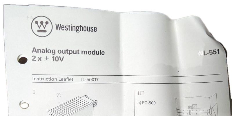Westinghouse NL-551 Analog Output Module, 2 x +/- 10V, New (1A57375H56)