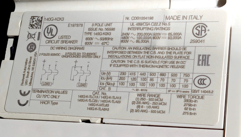 Allen-Bradley 140G-K0F3-D30 Genuine Original Molded Case Circuit Breaker