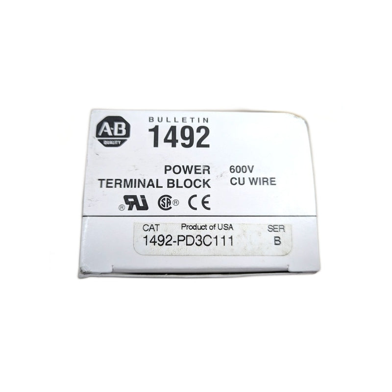 Allen-Bradley 1492-PD3C111 Power Terminal Block, 150A, 600V AC/DC, 3P, Copper, 3 In/3 Out (1492PD3C111)