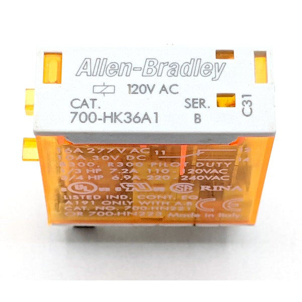 Allen-Bradley 700-HK36A1 Ser. B New Genuine Original Slim Line Relay 120VAC 16A