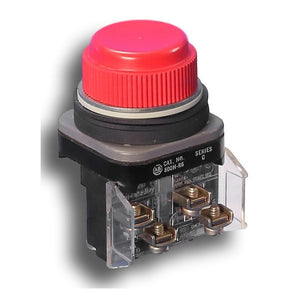 Allen-Bradley 800H-R6D2 Push Button, Booted Head, Red Cap, 1NC, Type 4, 4X, 13 (800HR6D2)