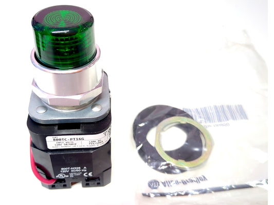 Allen-Bradley 800TC-PT16G New Genuine Original Push-to-Test Green Pilot Light