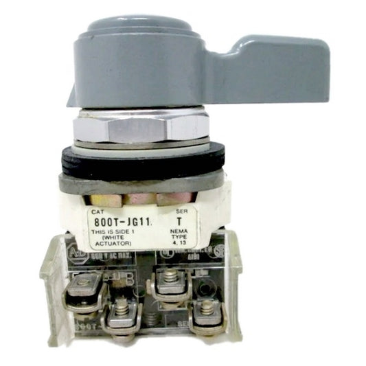 Allen-Bradley 800T-JG11 Genuine Original 30mm Selector Switch Gray Wing Lever