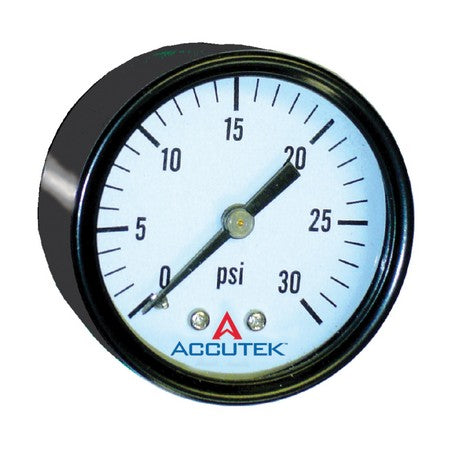 Accutek PG-30CD15 Dry Pressure Gauge, 0-30 psi, 1/8 in Connection, 1-1/2 in Dial, Center Back Mount, New (PG30CD15)