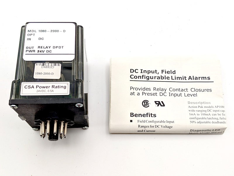 Action PAK Action Instruments New Genuine Original 1080‑2000‑D DC Input Limit Alarm Single‑Trip (DPDT) 24 VDC
