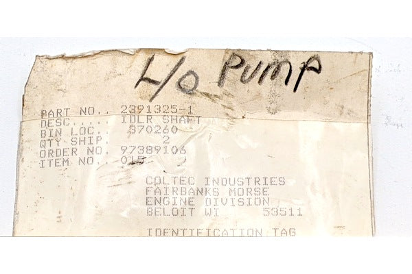 Alco Fairbanks Morse Coltec Engine 2391325-1 Idler Shaft for Lube Oil Pump (BG) (23913251)
