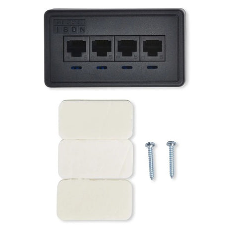 Belden AX100400 Data/Voice Outlet Box, 4-port, Surface Mount, White, BIX DVO, CAT5E, T568A