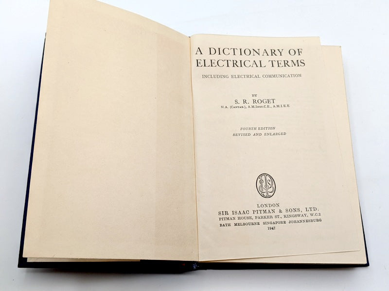 1947 Roget's Dictionary of Electrical Terms 4th Edition Vintage Electrical Engineering Book