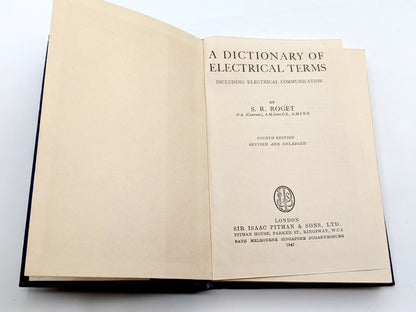 1947 Roget's Dictionary of Electrical Terms 4th Edition Vintage Electrical Engineering Book