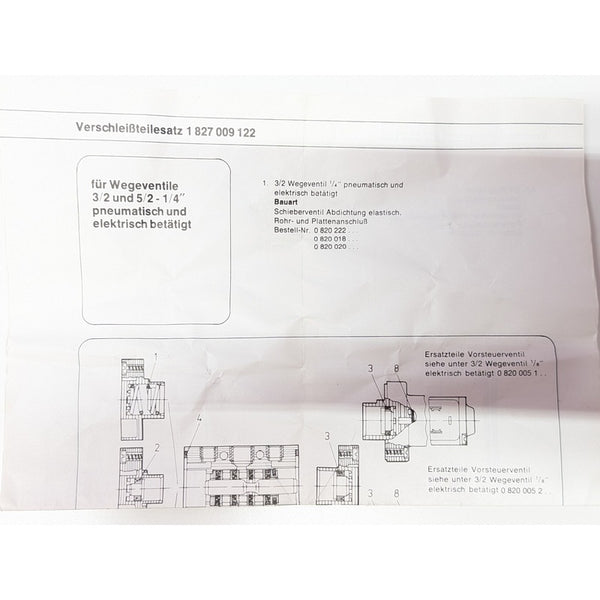 Bosch Rexroth Aventics 1 827 009 122 Genuine Original OEM Pneumatic Valve Clutch Repair Kit (1827009122)