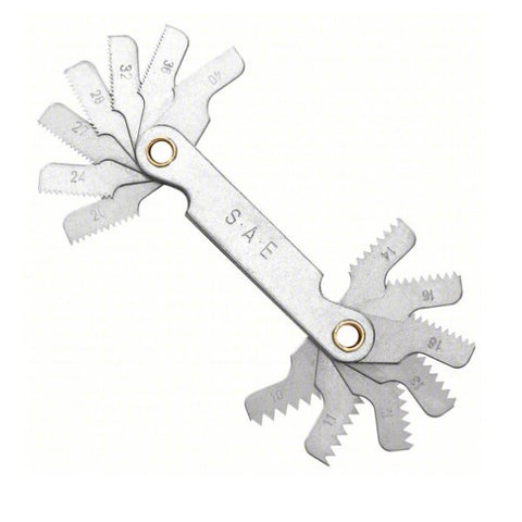 Bosch Screw Thread Pitch Gauge Set: SAE, 14 Leaves, 10 to 40 TPI