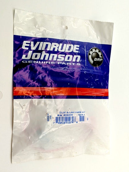 BRP/Johnson/Evinrude/OMC 432230 New Genuine Original Engine Shutoff Clip & Lanyard Stop Switch