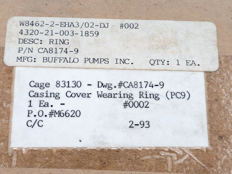 Buffalo Pumps CA8174-9 New Casing Cover Wearing Ring – NSN 4320-01-183-1556