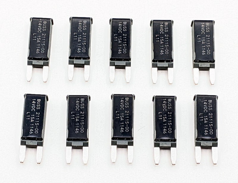 Eatons Bussmann 21115-00, Pack of 10, ATM Fuse Circuit Breaker, Type I Reset, 15A