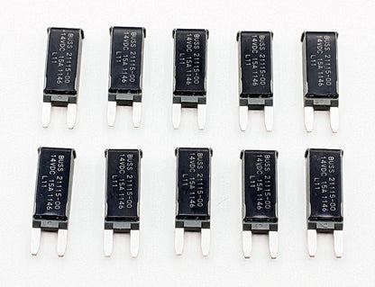 Eatons Bussmann 21115-00, Pack of 10, ATM Fuse Circuit Breaker, Type I Reset, 15A