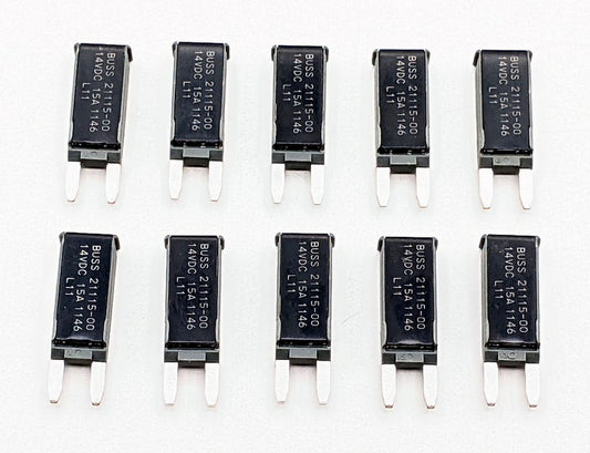 Eatons Bussmann 21115-00, Pack of 10, ATM Fuse Circuit Breaker, Type I Reset, 15A