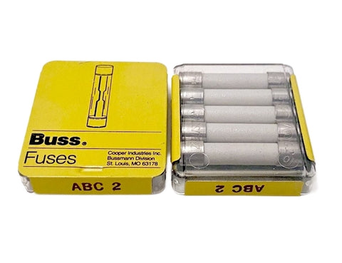 Bussmann ABC-2, Pack of 5, New Genuine Original Fast-Acting Ceramic Tube Fuse