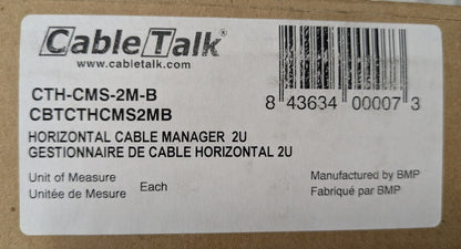 CableTalk CTH-CMS-2M-B New Genuine Original 2U Horizontal Duct Rack Cable Manager with Cover, Sheet Steel