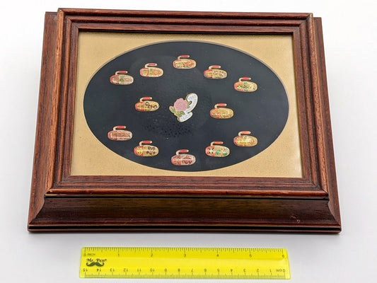 CLCA 1980 Canadian Ladies Curling Championships aka "The Lassie", Edmonton 1980, Commemorative Pins, Framed