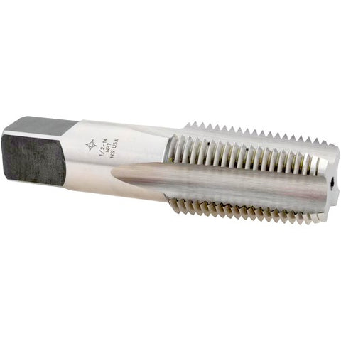Cleveland C64041 Medium Hook Tapered Pipe Tap 1/2-14, NPT, 4 Flutes, High Speed Steel, Bright/Uncoated