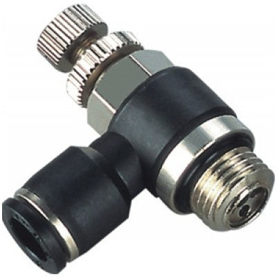 Conec JSC1/4-U Pneumatic Flow Control, 1/4" Tube to 10-32UNF with Push To Connect Fittings (JSC14U)