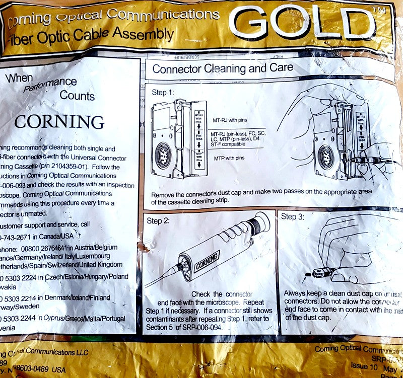 Corning 444401UR43F010M New Genuine Original SC APC Single-Mode Ruggedized Drop Fiber Optic Cable 10M