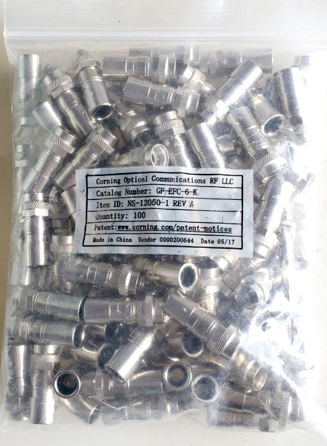 Corning GF-EFC-6-K, 100-Pack, New Genuine Original RF Continuity Drop Connector
