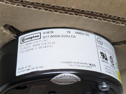 Crompton 077-05GA-SJSJ-C6 4" AC Panel Meter, 0-600VAC, 60Hz (07705GASJSJC6)