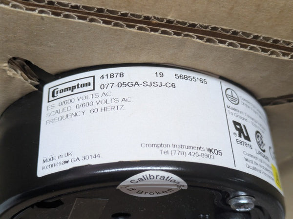 Crompton 077-05GA-SJSJ-C6 4" AC Panel Meter, 0-600VAC, 60Hz (07705GASJSJC6)