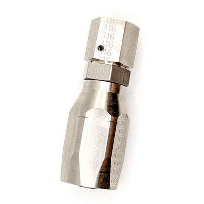 Aeroquip by Danfoss (previously Eaton) 259-4721-10-8 Skive Style Reusable Hose Fitting, Female 37°, JIC Swivel Straight. 316 Stainless Steel